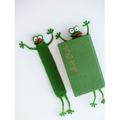  Crochet bookmark frog - unique 3D Kids reader gift. Funny & unique animal for all ages