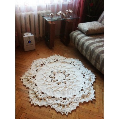 Mini Grand Crochet rug 50 in. Baby rug Round floor lace living room mat