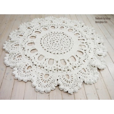 Crochet carpet KING 53 in. Round rug floor lace living room mat. Wedding birthday gift